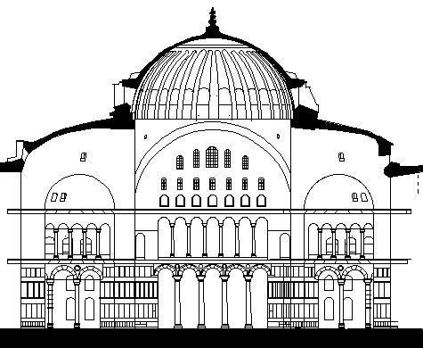 Продольный разрез, Собор Святой Софии в Константинополе (Айя-София в Стамбуле или Софийский собор)